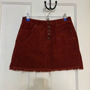 Indigo Rein Corduroy Mini Skirt in Deep Rust